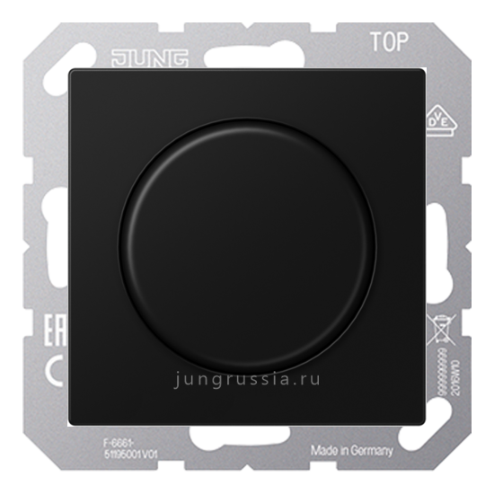 Поворотный Светорегулятор светодиодный(LED) JUNG A 550, проходной, матовый черный